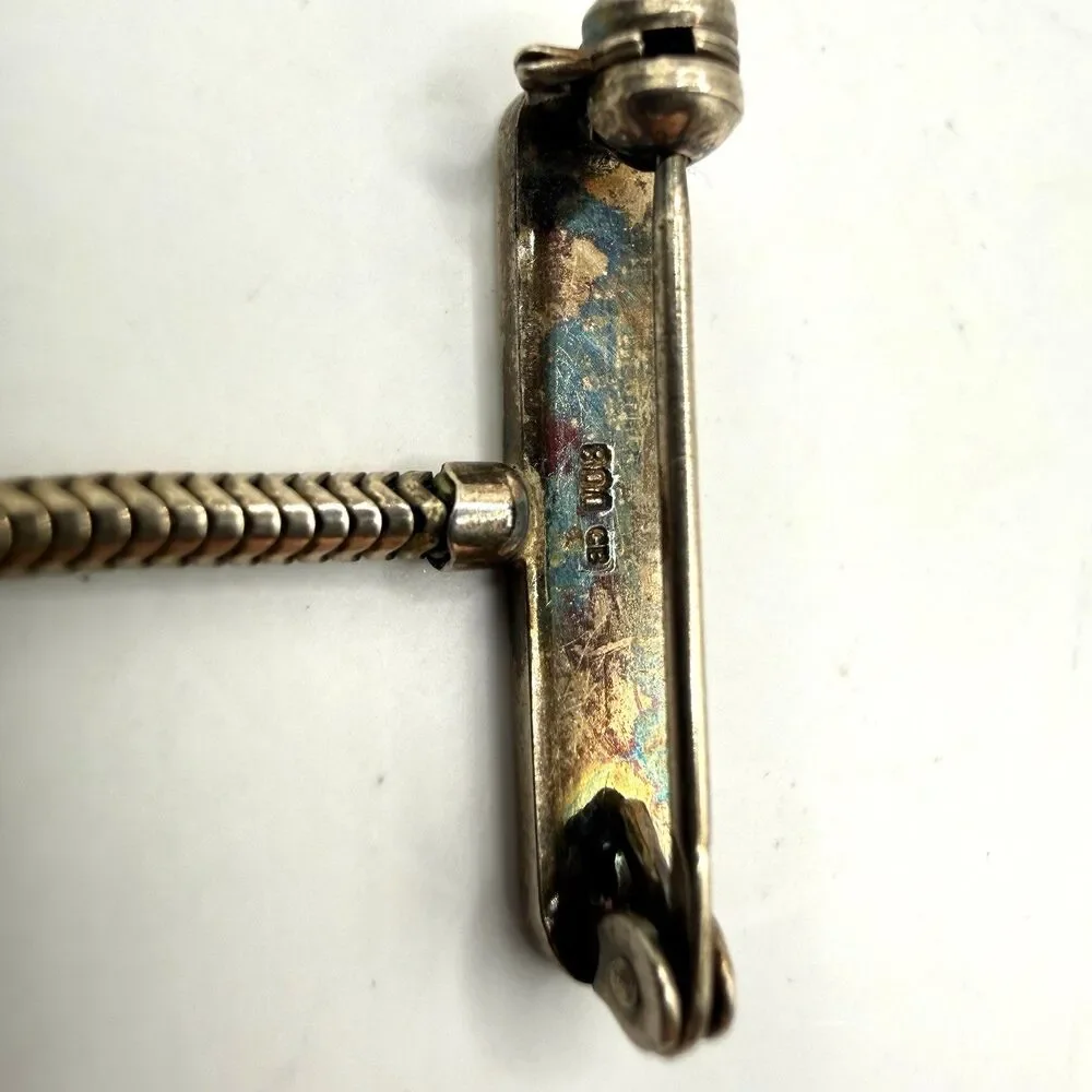 ANTIQUE Edwardian 800 Silver Ladies Pocket Watch Fob Brooch Albertina Signed GB